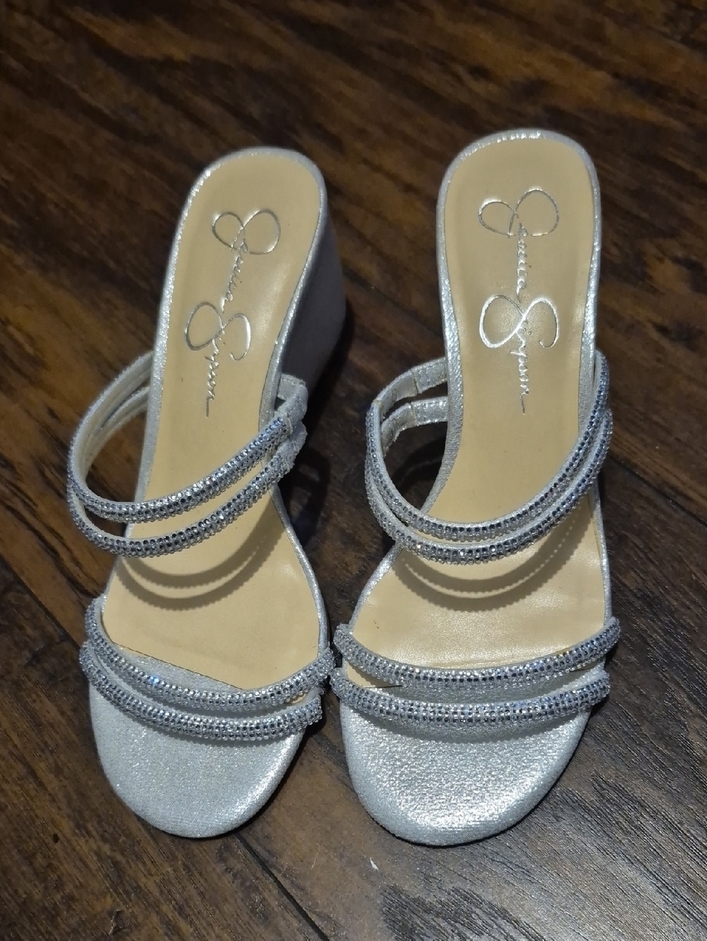Jessica Simpson Silver Sparkle Strappy Heeled Sandals